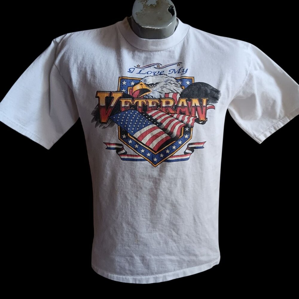 Vintage T-shirt Large Single Stitch Allsport Veteran Lover USA Cotton Lg